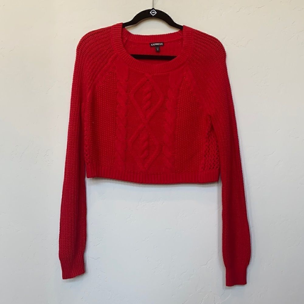 Express Red Slightly Cropped Sweater